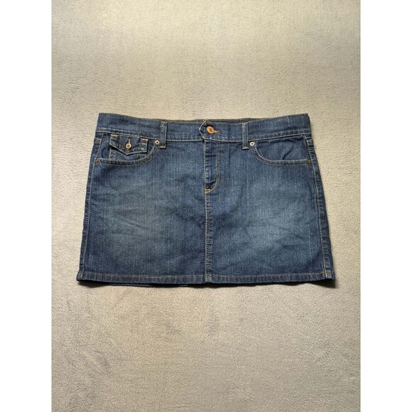 Old Navy Dresses & Skirts - Old Navy Womens 16 Ultra Low Waist Denim Mini Skirt Blue Stretch Y2K EUC